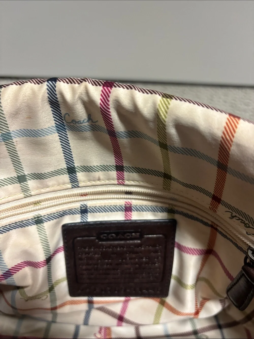 Classic Coach Brown Leather Messenger Bag with Brass Buckles
